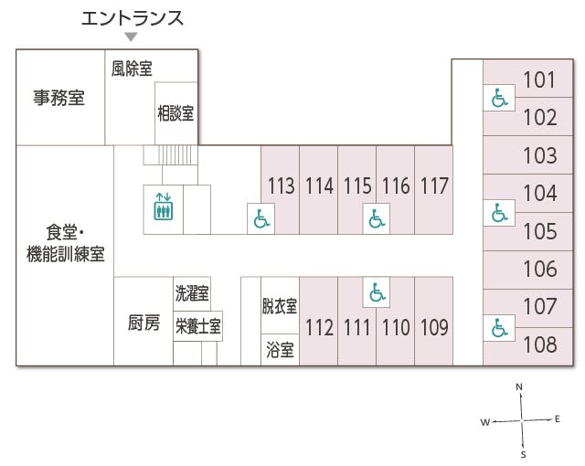 ツクイ・サンフォレスト名古屋緑 間取図
