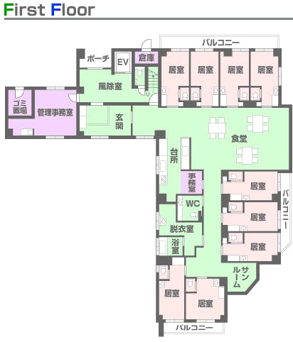 グループホームあすか王子 間取図