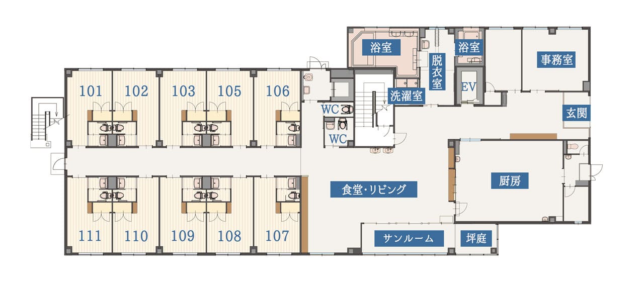 サービス付き高齢者向け住宅さくらいふ池場 間取図