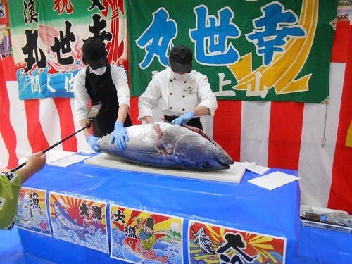 さわやかかぬま館 まぐろ解体ショー