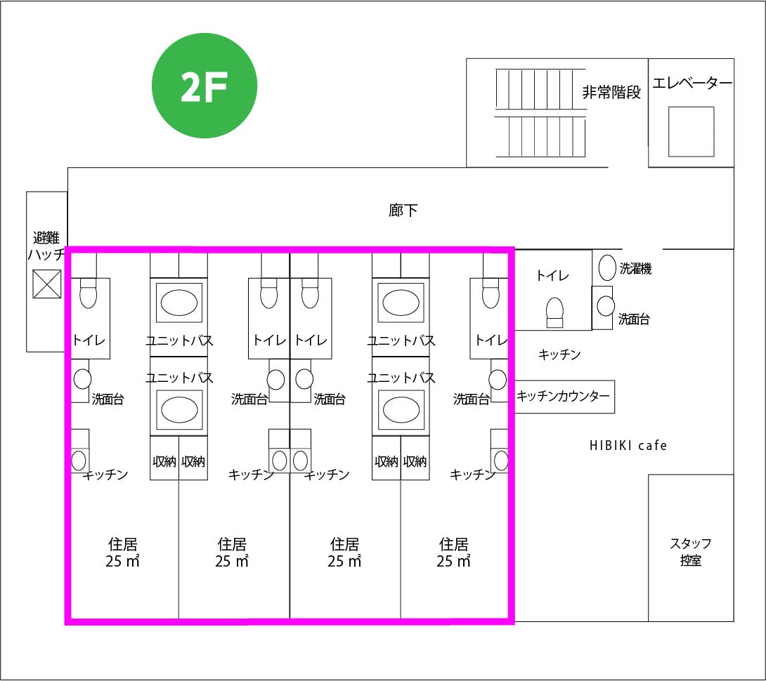 デイサービス・高齢者向け住宅こだまの杜 間取図