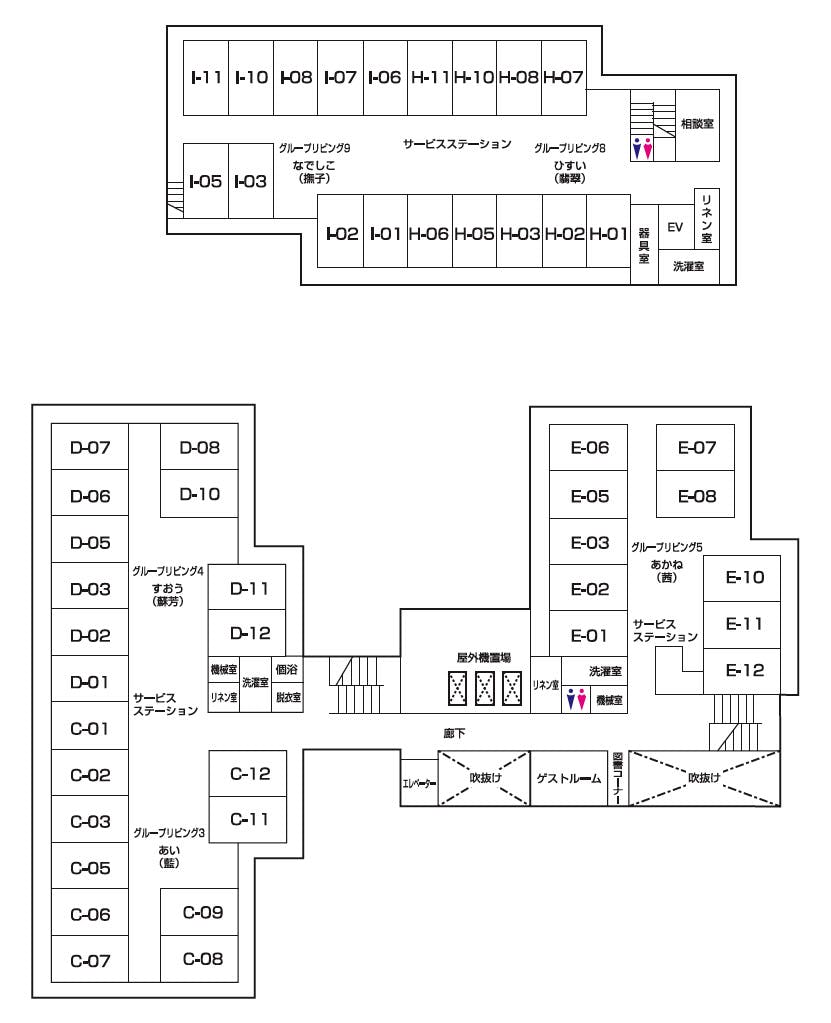 介護付有料老人ホームエールコート咲楽 間取図