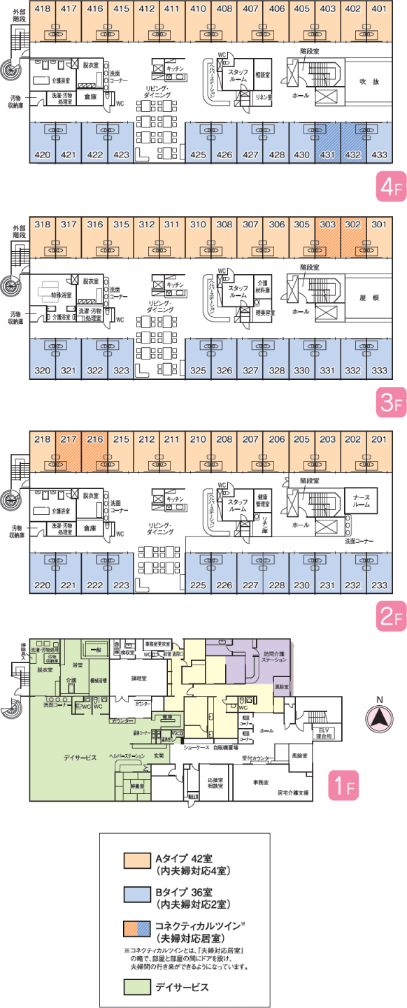 介護付有料老人ホームヒューマンサポート幸手 間取図