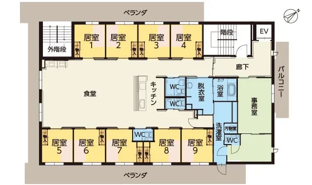 ツクイ神戸名谷グループホーム 間取図