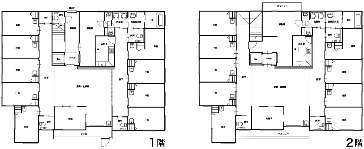 グループホームつどい東大沢家 間取図