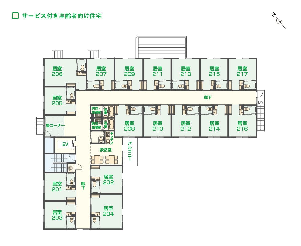 エイジフリーハウス岡崎六名 間取図