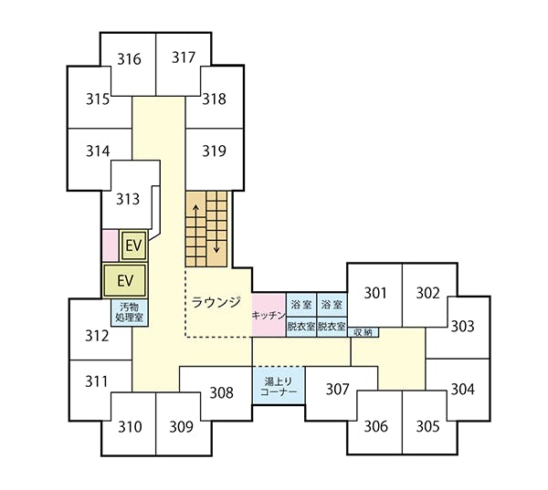 サービス付き高齢者向け住宅潮騒の家 間取図