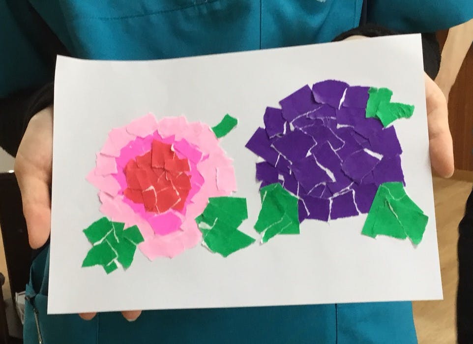イーグレット ちぎり絵制作