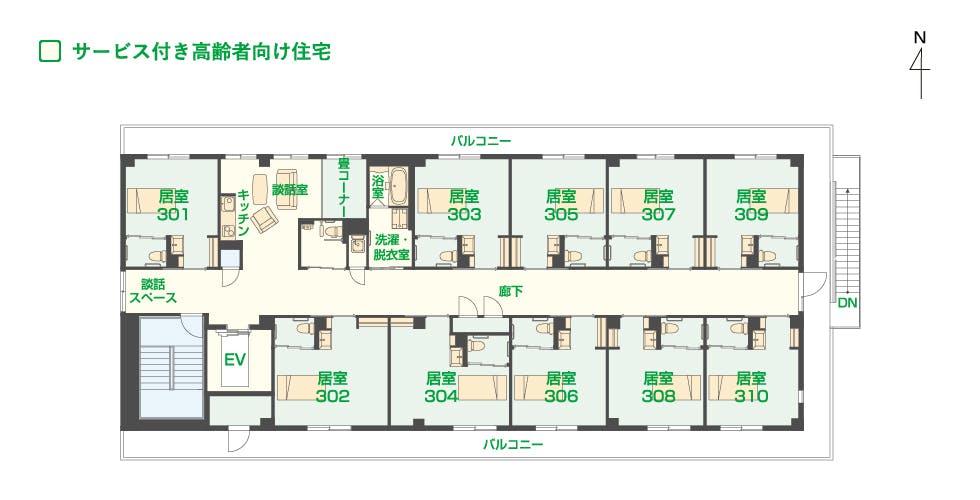 エイジフリーハウス大阪上本町 間取図