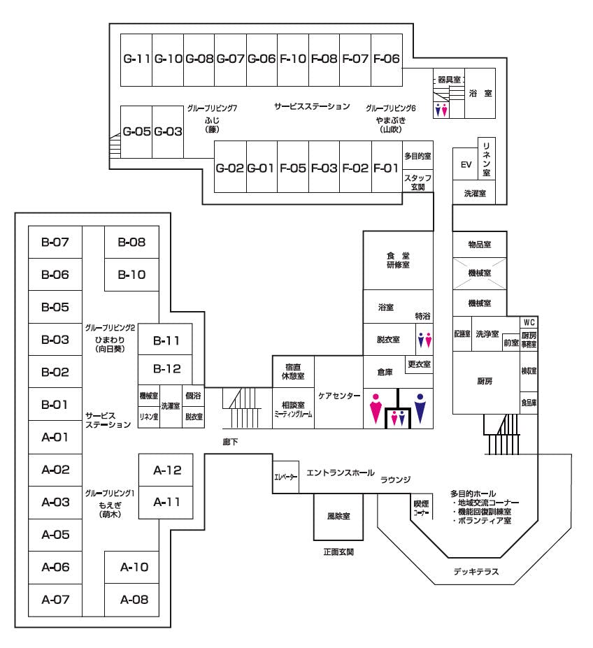 介護付有料老人ホームエールコート咲楽 間取図