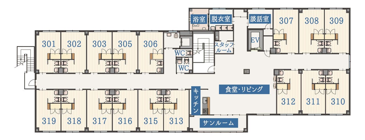 サービス付き高齢者向け住宅さくらいふ池場 間取図