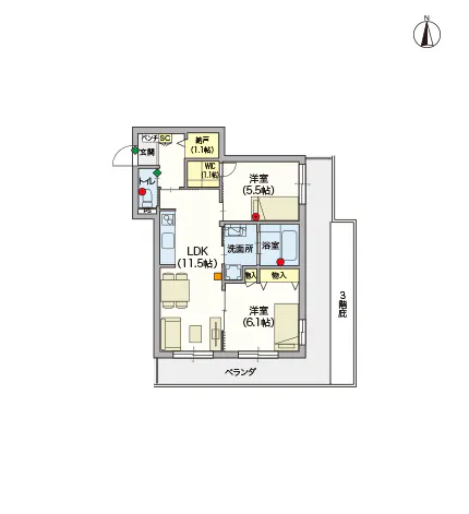 ヘーベルVillage武蔵境Ⅱ 間取図